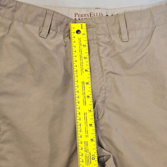 Perry Ellis Men's Tan Shorts Size 34 w/ Cargo Pockets Cotton Blend Classic - Picture 5 of 8